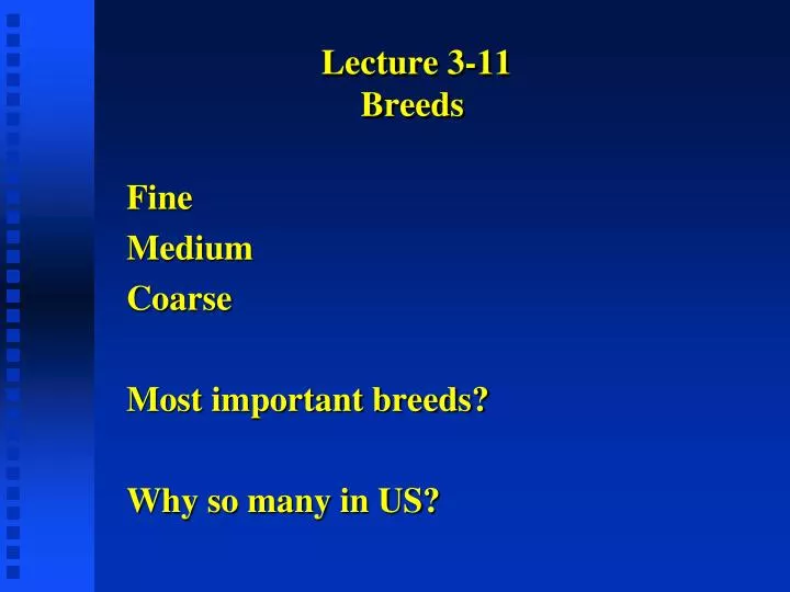 lecture 3 11 breeds