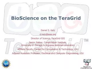 BioScience on the TeraGrid