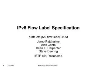 IPv6 Flow Label Specification