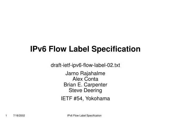 ipv6 flow label specification