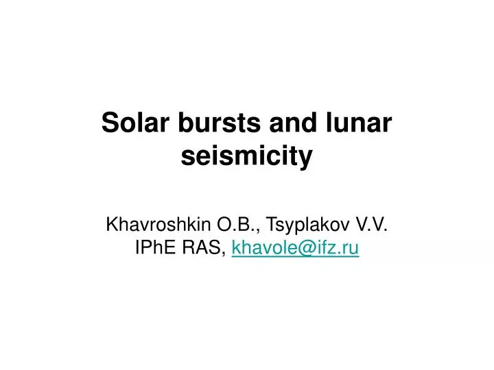 solar bursts and lunar seismicity