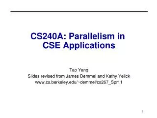 CS240A: Parallelism in CSE Applications