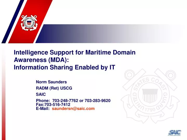 intelligence support for maritime domain awareness mda information sharing enabled by it