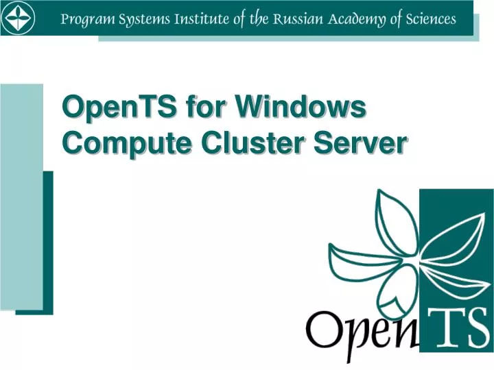 opents for windows compute cluster server