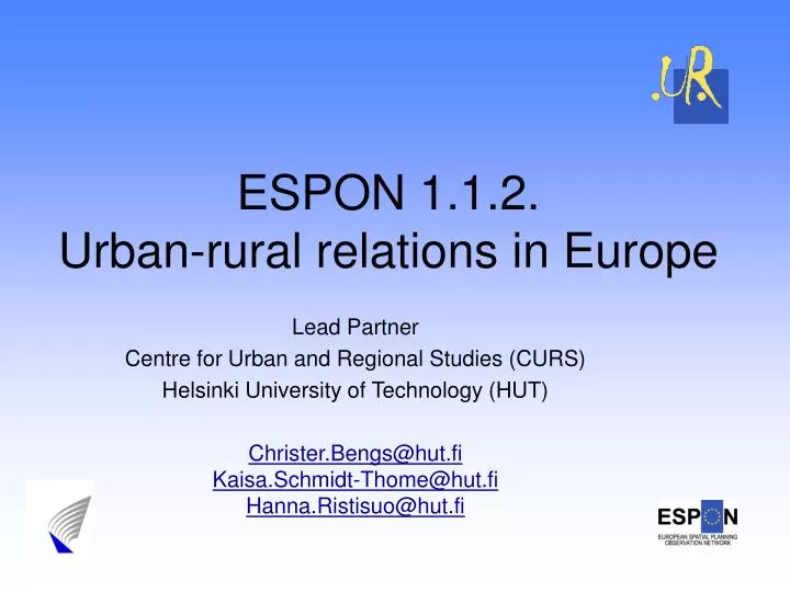 espon 1 1 2 urban rural relations in europe