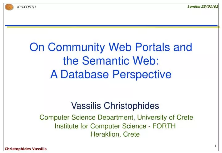 on community web portals and the semantic web a database perspective