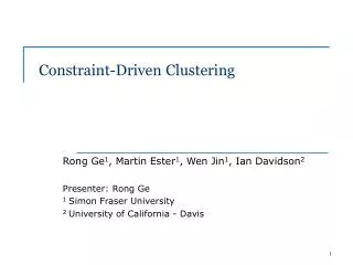 Constraint-Driven Clustering