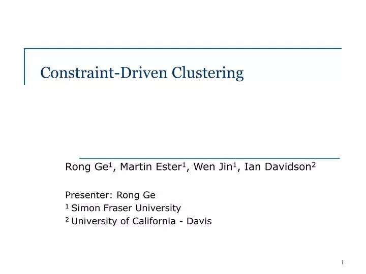 constraint driven clustering
