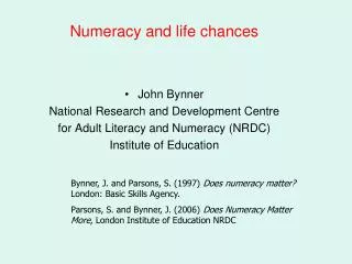 Numeracy and life chances