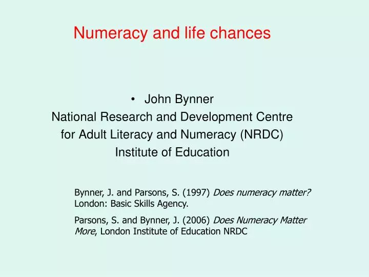 numeracy and life chances