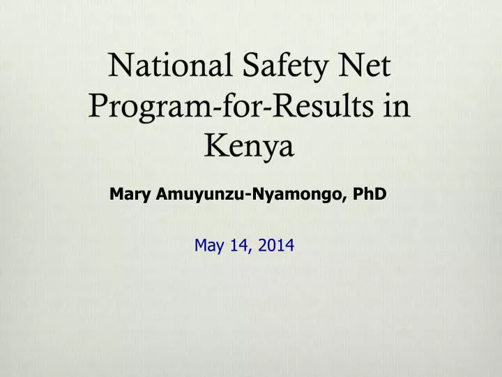national safety net program for results in kenya