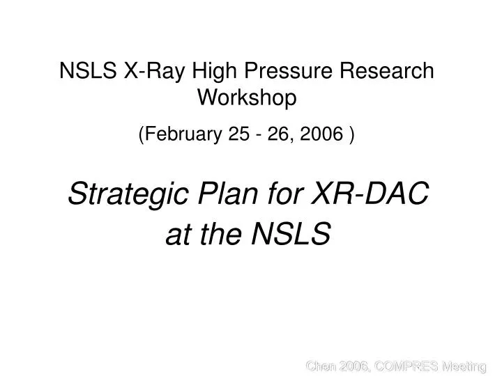 nsls x ray high pressure research workshop