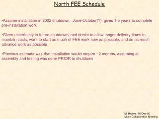 North FEE Schedule