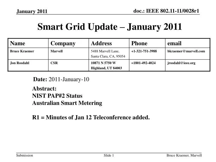 smart grid update january 2011