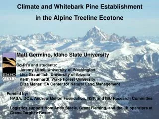 Climate and Whitebark Pine Establishment in the Alpine Treeline Ecotone