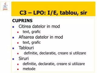 c3 lpo i e tablou sir