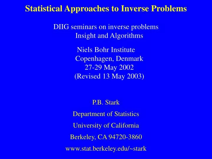 statistical approaches to inverse problems