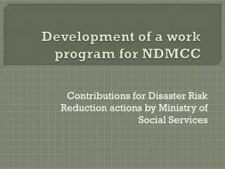 Development of a work program for NDMCC