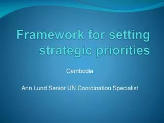 Framework for setting strategic priorities