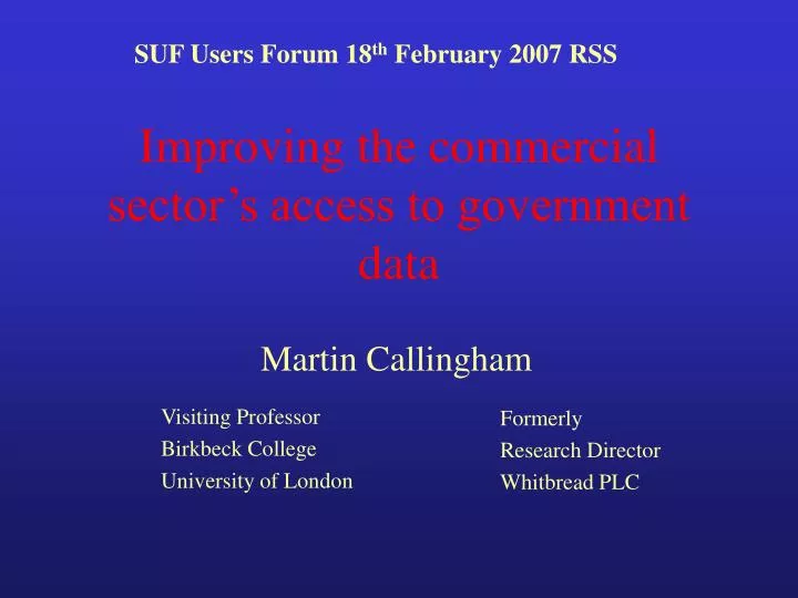 improving the commercial sector s access to government data