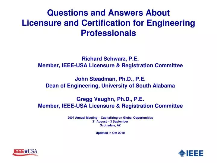 questions and answers about licensure and certification for engineering professionals