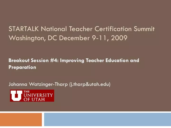 startalk national teacher certification summit washington dc december 9 11 2009