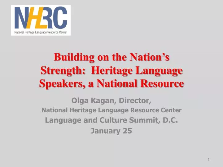 building on the nation s strength heritage language speakers a national r esource