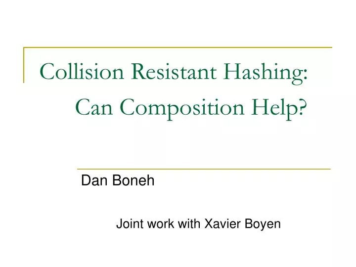 collision resistant hashing can composition help