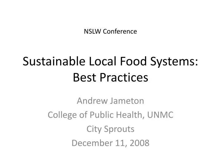 sustainable local food systems best practices