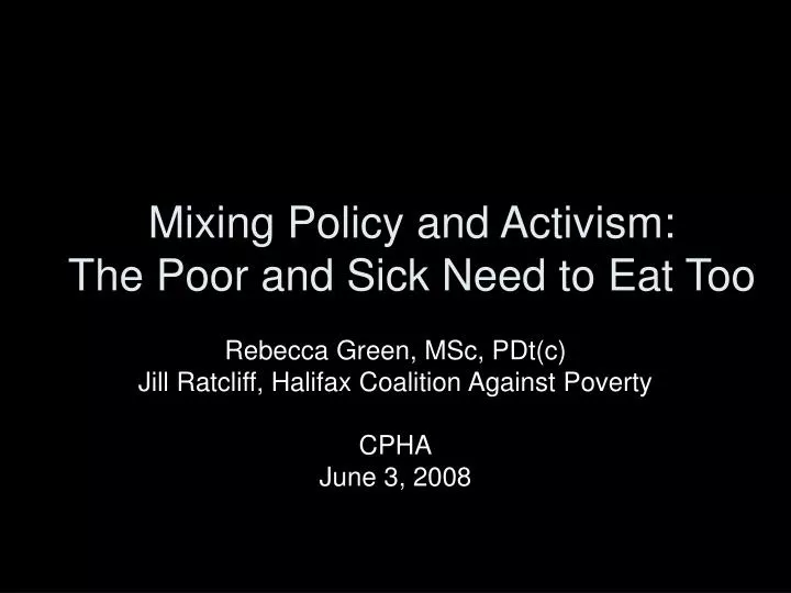 mixing policy and activism the poor and sick need to eat too