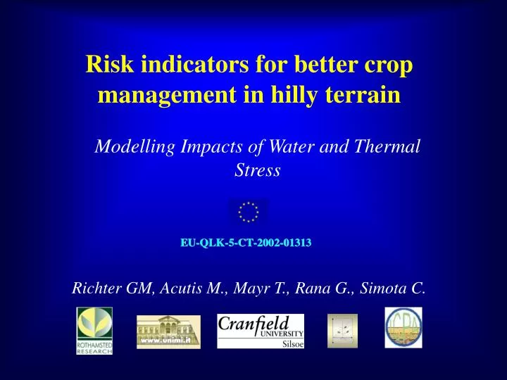 risk indicators for better crop management in hilly terrain
