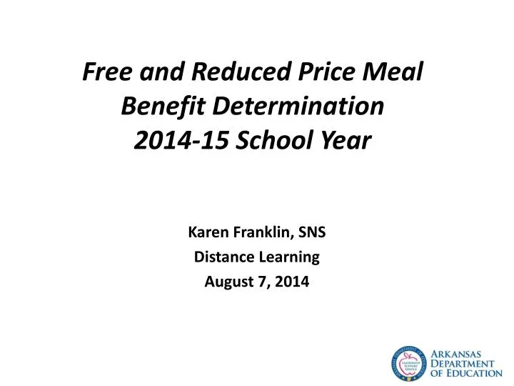 free and reduced price meal benefit determination 2014 15 school year