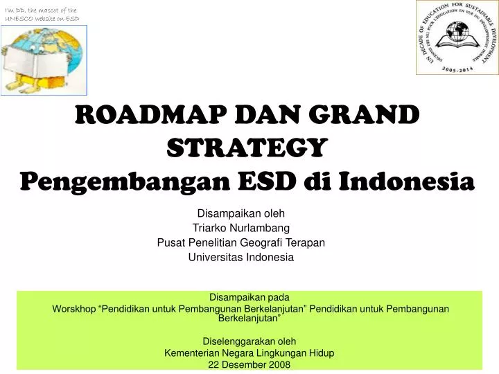roadmap dan grand strategy pengembangan esd di indonesia