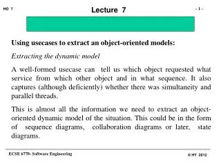 Using usecases to extract an object-oriented models: Extracting the dynamic model