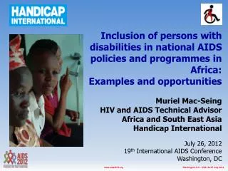 Inclusion of persons with disabilities in national AIDS policies and programmes in Africa: