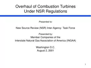 Overhaul of Combustion Turbines Under NSR Regulations