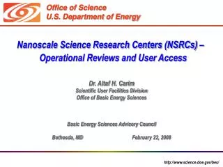 Office of Science U.S. Department of Energy