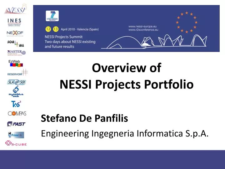 overview of nessi projects portfolio stefano de panfilis engineering ingegneria informatica s p a