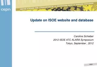 Update on ISOE website and database