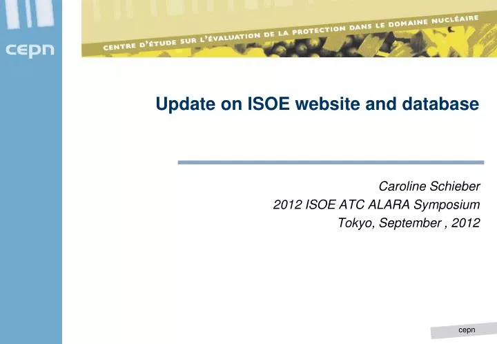 update on isoe website and database