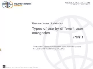 Types of use by different user categories Part 1