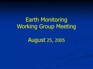 Earth Monitoring Working Group Meeting August 25, 2005