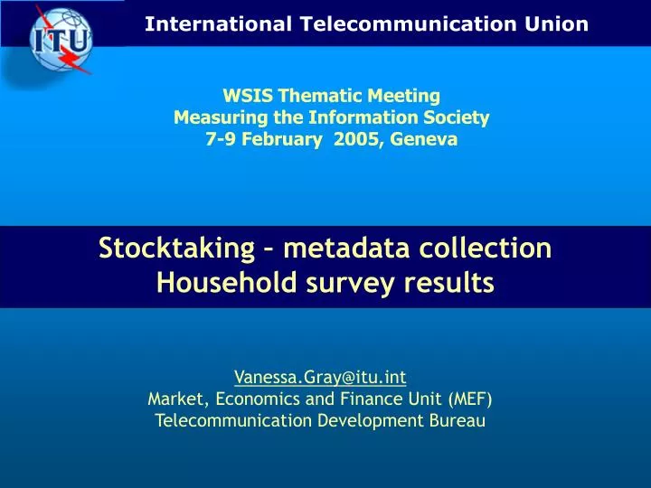 stocktaking metadata collection household survey results
