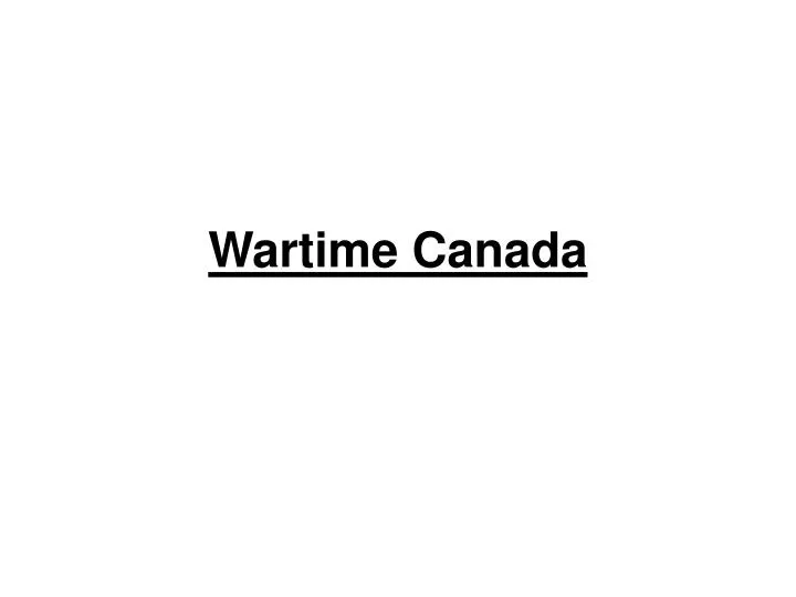 wartime canada