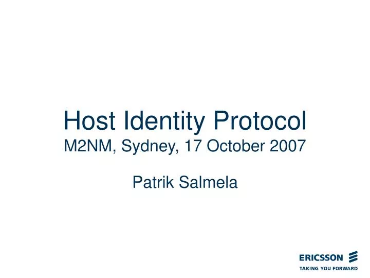 host identity protocol m2nm sydney 17 october 2007
