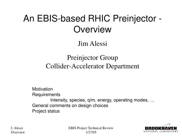 an ebis based rhic preinjector overview