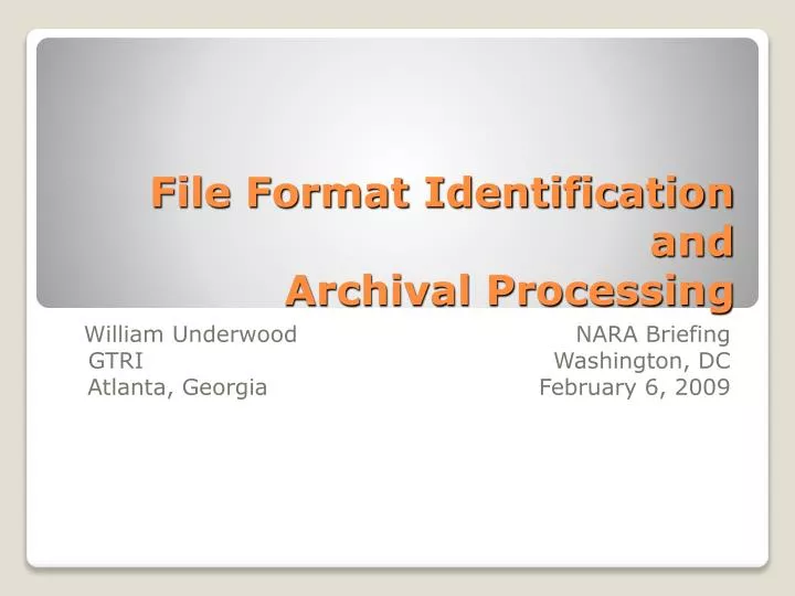 file format identification and archival processing