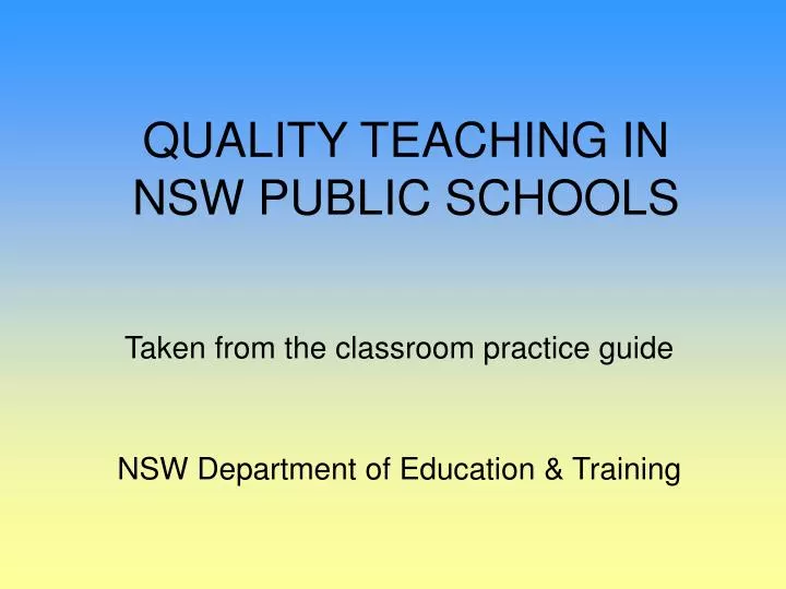 quality teaching in nsw public schools