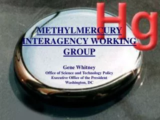 METHYLMERCURY INTERAGENCY WORKING GROUP Gene Whitney Office of Science and Technology Policy