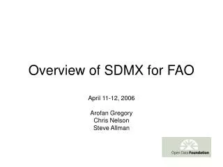 Overview of SDMX for FAO